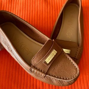 Calvin Klein Leather Loafers | Cognac | Size 7.5